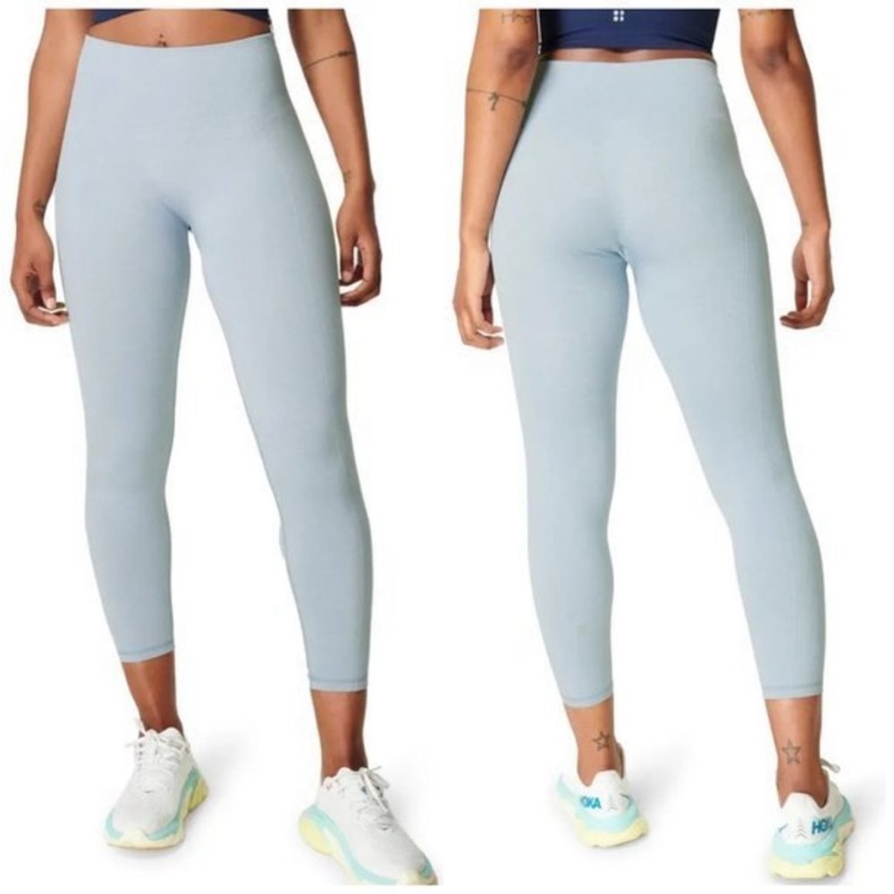 Sweaty Betty Athlete Seamless 7/8 Leggings in Smoke Blue Marl SZ US 4 EUC - Picture 1 of 7